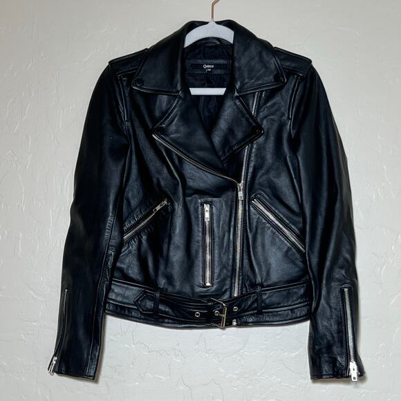 Quince 100% Leather Motorcycle Jacket Biker sz Medium Moto Women's Sheepskin - Picture 5 of 11